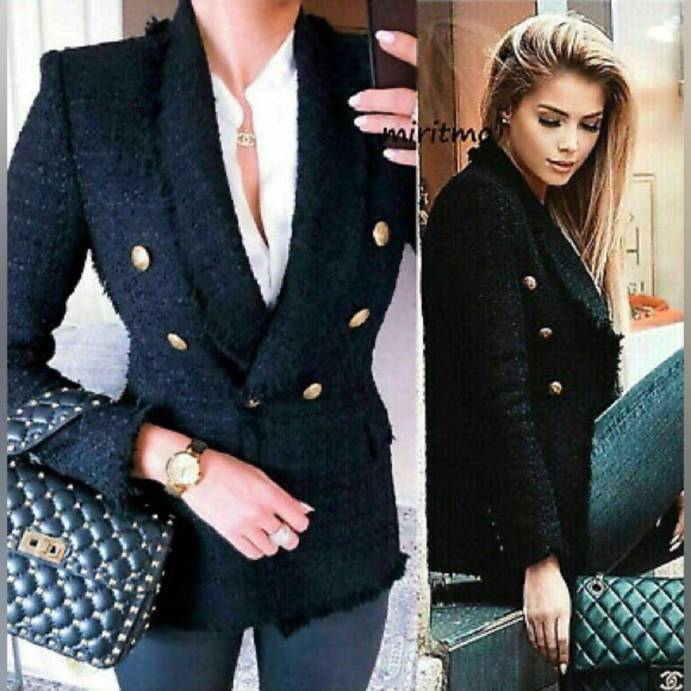 Zara black tweed blazer